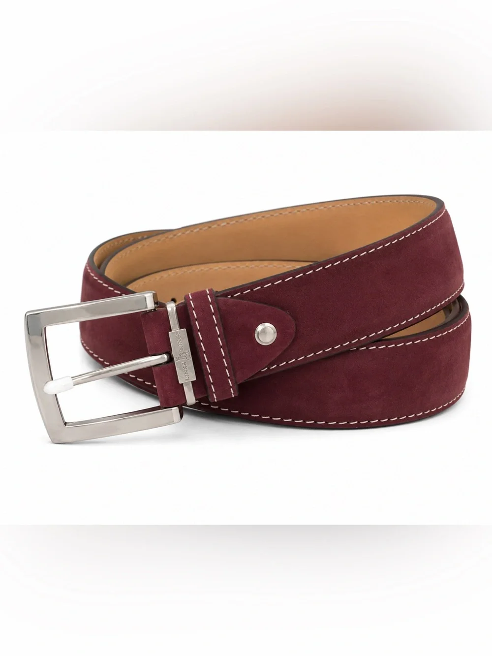 Links & Kings Italian Nubuck Leather Golf Belt Burgundy Handcrafted 50 XL XXL 46